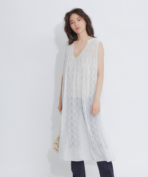 boussole×qualite 透かし柄シアーニットワンピース