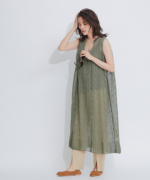 Boussole Qualite 透かし柄シアーニットワンピース ワンピース Qualite カリテ のファッション ワンピース ワンピース ドレス セール 代引可最安値 の ワンピース