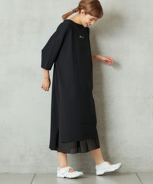 PUAL CE CIN(ピュアルセシン)の「【Du noir】シルケット天竺刺繍ロングT(Tシャツ/カットソー・レディース・ホワイト系その他/ブラック系その他/ブラック/ホワイト・FREE)」の1枚目の写真