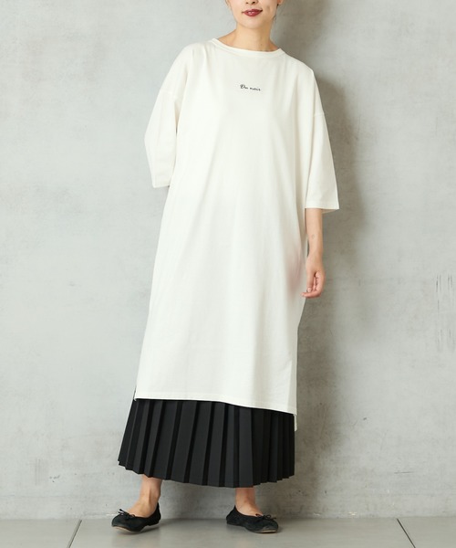 PUAL CE CIN(ピュアルセシン)の「【Du noir】シルケット天竺刺繍ロングT(Tシャツ/カットソー・レディース・ホワイト系その他/ブラック系その他/ブラック/ホワイト・FREE)」の13枚目の写真