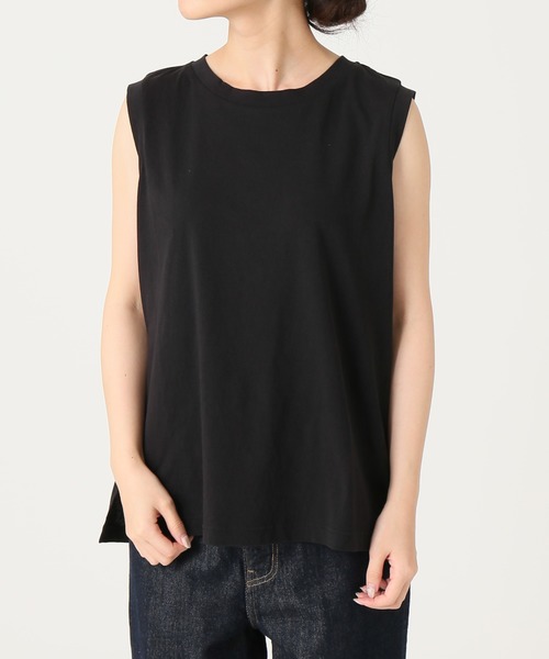 SLOBE IENA（スローブイエナ）の「ドライコットンタンクトップ【手洗い可能】◆（Tシャツ/カットソー・レディース・ホワイト/ブラック/ブラウン・FREE）」の5枚目の写真