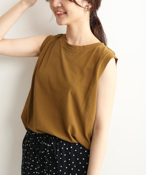 SLOBE IENA（スローブイエナ）の「ドライコットンタンクトップ【手洗い可能】◆（Tシャツ/カットソー・レディース・ホワイト/ブラック/ブラウン・FREE）」の20枚目の写真