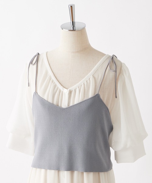 one after another NICE CLAUP(ワンアフターアナザーナイスクラップ)の「ビスチェ付き前後2Wayシアーワンピース(ワンピース・レディース・オフホワイト/モカ/コーラル・FREE)」の7枚目の写真