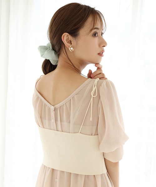 one after another NICE CLAUP(ワンアフターアナザーナイスクラップ)の「ビスチェ付き前後2Wayシアーワンピース(ワンピース・レディース・オフホワイト/モカ/コーラル・FREE)」の22枚目の写真