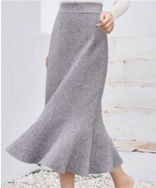 Diosfront(ディオスフロント)の「ニットマーメイドスカート(スカート・レディース・ブラック/グレー/ライトベージュ・FREE)」の12枚目の写真