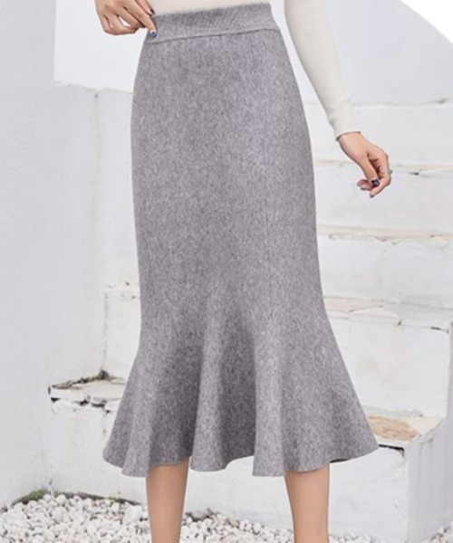 Diosfront(ディオスフロント)の「ニットマーメイドスカート(スカート・レディース・ブラック/グレー/ライトベージュ・FREE)」の13枚目の写真