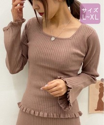 【大きいサイズ】袖口フリルニット【ZOZOTOWN限定アイテム】