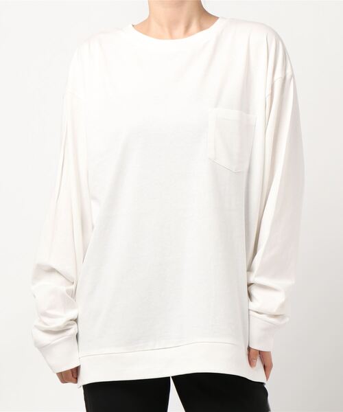 AMERICAN HOLIC（アメリカンホリック）の「裾スリットドロップショルダーカットプルオーバー1 ＊〇（Tシャツ/カットソー・レディース・チャコールグレー/オフホワイト/モカ/ホワイト系その他4/ブルー系その他2・M/L）」の9枚目の写真