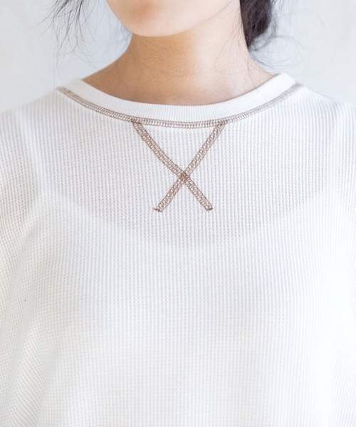 Mysa&Liina(ミーサリーナ)の「ステッチ入りワッフルデザインプルオーバー(Tシャツ/カットソー・レディース・ブラック/オフホワイト・M)」の11枚目の写真