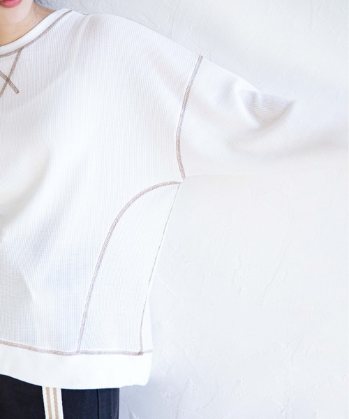 Mysa&Liina(ミーサリーナ)の「ステッチ入りワッフルデザインプルオーバー(Tシャツ/カットソー・レディース・ブラック/オフホワイト・M)」の9枚目の写真