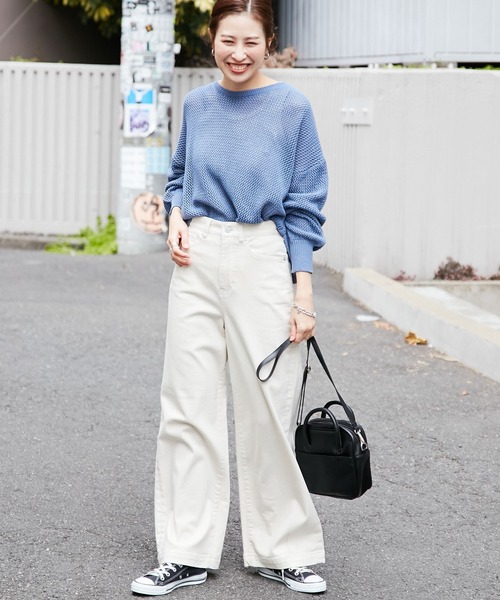 CIAOPANIC TYPY（チャオパニックティピー）の「【ZOZOTOWN限定】メッシュニットトップス/サイドスリット（ニット/セーター・レディース・チャコールグレー/オフホワイト/ブルー・ONE SIZE）」の11枚目の写真