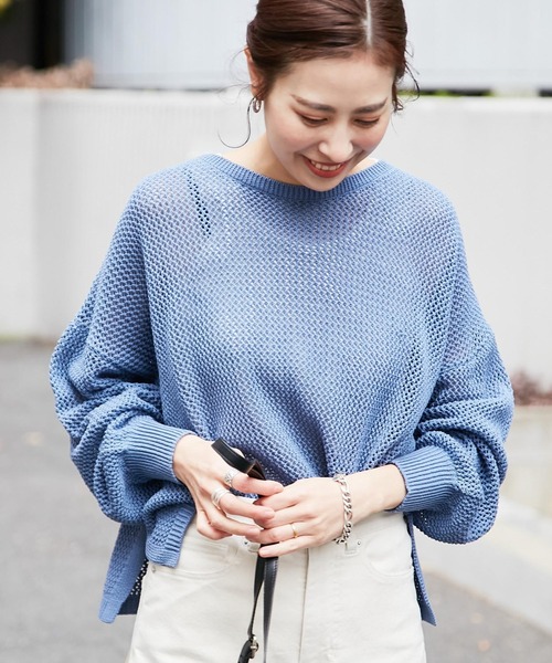 CIAOPANIC TYPY（チャオパニックティピー）の「【ZOZOTOWN限定】メッシュニットトップス/サイドスリット（ニット/セーター・レディース・チャコールグレー/オフホワイト/ブルー・ONE SIZE）」の22枚目の写真