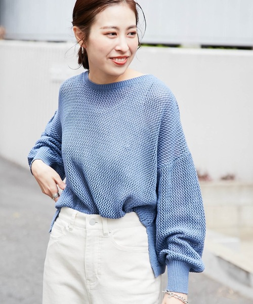 CIAOPANIC TYPY（チャオパニックティピー）の「【ZOZOTOWN限定】メッシュニットトップス/サイドスリット（ニット/セーター・レディース・チャコールグレー/オフホワイト/ブルー・ONE SIZE）」の14枚目の写真