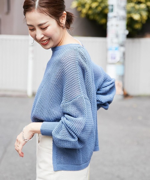 CIAOPANIC TYPY（チャオパニックティピー）の「【ZOZOTOWN限定】メッシュニットトップス/サイドスリット（ニット/セーター・レディース・チャコールグレー/オフホワイト/ブルー・ONE SIZE）」の8枚目の写真