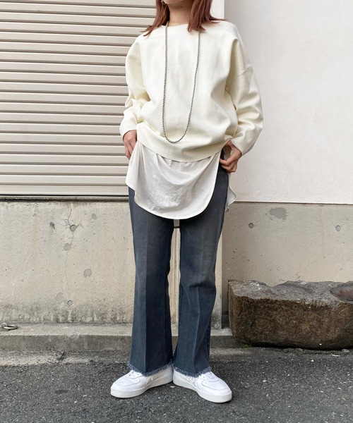 DouDou(ドゥドゥ)の「バックスリットナイロンスムースプルオーバー(ニット/セーター・レディース・ベージュ/オフホワイト/ミント・FREE)」の5枚目の写真