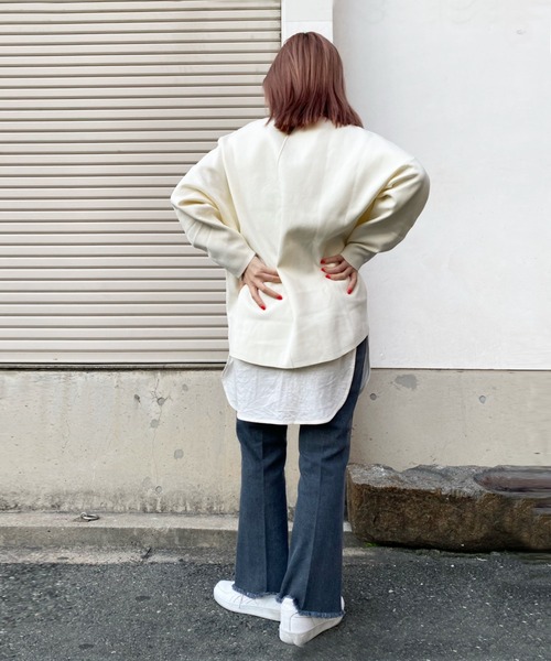 DouDou(ドゥドゥ)の「バックスリットナイロンスムースプルオーバー(ニット/セーター・レディース・ベージュ/オフホワイト/ミント・FREE)」の6枚目の写真