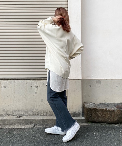 DouDou(ドゥドゥ)の「バックスリットナイロンスムースプルオーバー(ニット/セーター・レディース・ベージュ/オフホワイト/ミント・FREE)」の7枚目の写真