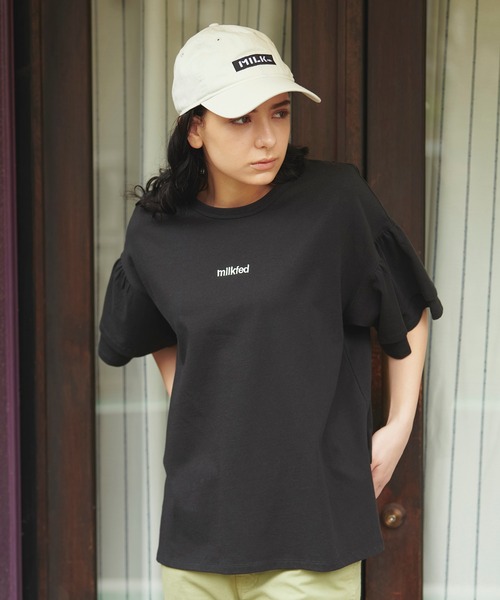 MILKFED.（ミルクフェド）の「RUFFLE SLEEVE TOP（Tシャツ/カットソー・レディース・ライトパープル/ライトグリーン/ホワイト/ブラック・ONE SIZE）」の3枚目の写真