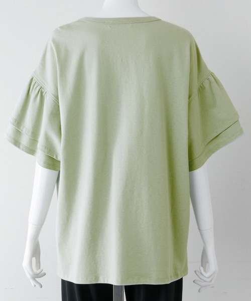 MILKFED.（ミルクフェド）の「RUFFLE SLEEVE TOP（Tシャツ/カットソー・レディース・ライトパープル/ライトグリーン/ホワイト/ブラック・ONE SIZE）」の10枚目の写真