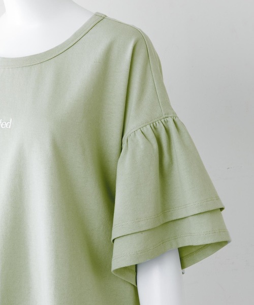 MILKFED.（ミルクフェド）の「RUFFLE SLEEVE TOP（Tシャツ/カットソー・レディース・ライトパープル/ライトグリーン/ホワイト/ブラック・ONE SIZE）」の5枚目の写真