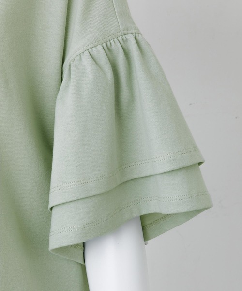 MILKFED.（ミルクフェド）の「RUFFLE SLEEVE TOP（Tシャツ/カットソー・レディース・ライトパープル/ライトグリーン/ホワイト/ブラック・ONE SIZE）」の8枚目の写真