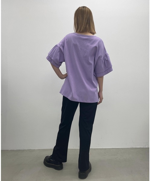 MILKFED.（ミルクフェド）の「RUFFLE SLEEVE TOP（Tシャツ/カットソー・レディース・ライトパープル/ライトグリーン/ホワイト/ブラック・ONE SIZE）」の21枚目の写真