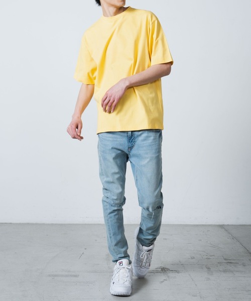 WEGO（ウィゴー）の「WEGO/ドロップショルダーカラー半袖Tシャツ（Tシャツ/カットソー・メンズ・ホワイト/ライトイエロー/イエロー/オレンジ/サックスブルー/ベージュ/ダークグリーン/イエロー系その他/レッド/ブルー/パープル/ブラック/ワイン・SMALL/MEDIUM/LARGE/XX-LARGE/X-LARGE）」の18枚目の写真