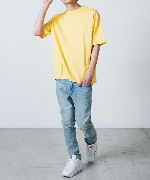 WEGO（ウィゴー）の「WEGO/ドロップショルダーカラー半袖Tシャツ（Tシャツ/カットソー・メンズ・ホワイト/ライトイエロー/イエロー/オレンジ/サックスブルー/ベージュ/ダークグリーン/イエロー系その他/レッド/ブルー/パープル/ブラック/ワイン・SMALL/MEDIUM/LARGE/XX-LARGE/X-LARGE）」の19枚目の写真