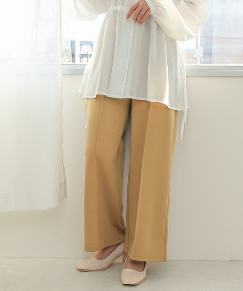 Social GIRL（ソーシャルガール）の「センタープレスワイドパンツ（スラックス・レディース・ブラック/クリーム/キャメル/ブルーグレー・M）」の4枚目の写真