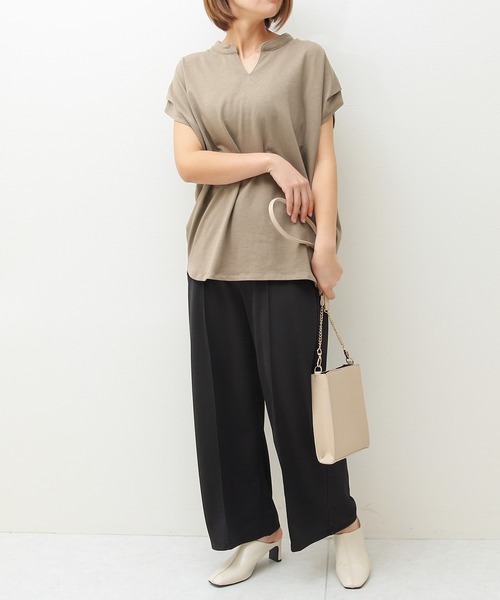 Social GIRL（ソーシャルガール）の「センタープレスワイドパンツ（スラックス・レディース・ブラック/クリーム/キャメル/ブルーグレー・M）」の16枚目の写真