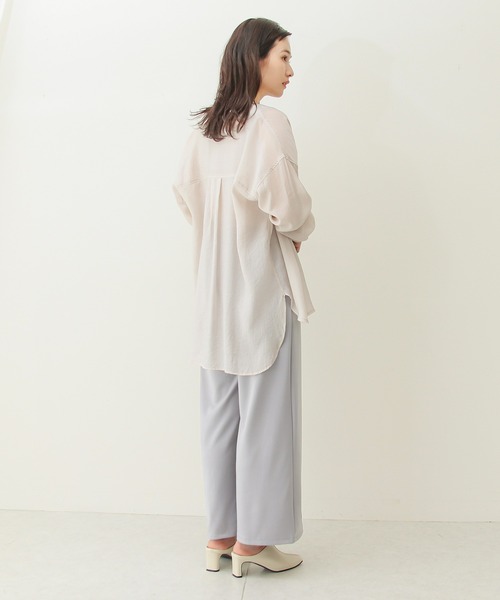 Social GIRL（ソーシャルガール）の「センタープレスワイドパンツ（スラックス・レディース・ブラック/クリーム/キャメル/ブルーグレー・M）」の7枚目の写真