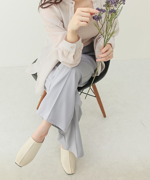 Social GIRL（ソーシャルガール）の「センタープレスワイドパンツ（スラックス・レディース・ブラック/クリーム/キャメル/ブルーグレー・M）」の12枚目の写真