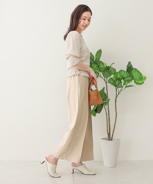 Social GIRL（ソーシャルガール）の「センタープレスワイドパンツ（スラックス・レディース・ブラック/クリーム/キャメル/ブルーグレー・M）」の5枚目の写真