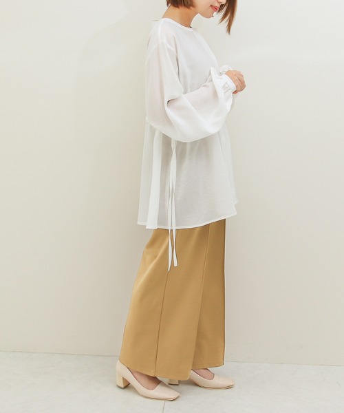 Social GIRL（ソーシャルガール）の「センタープレスワイドパンツ（スラックス・レディース・ブラック/クリーム/キャメル/ブルーグレー・M）」の21枚目の写真