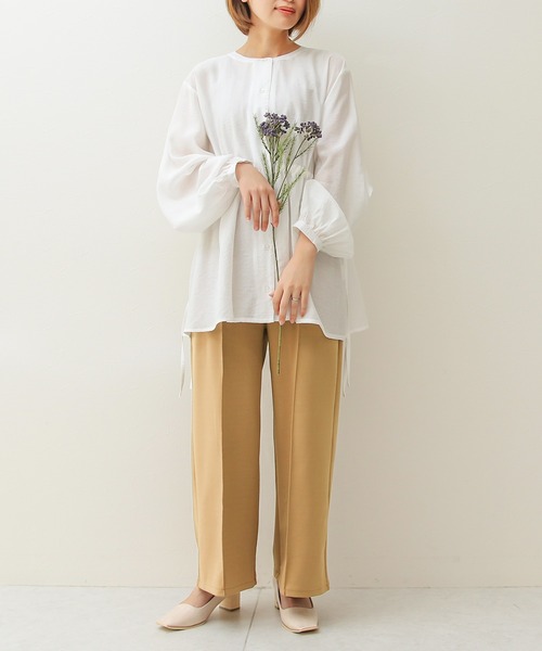 Social GIRL（ソーシャルガール）の「センタープレスワイドパンツ（スラックス・レディース・ブラック/クリーム/キャメル/ブルーグレー・M）」の8枚目の写真