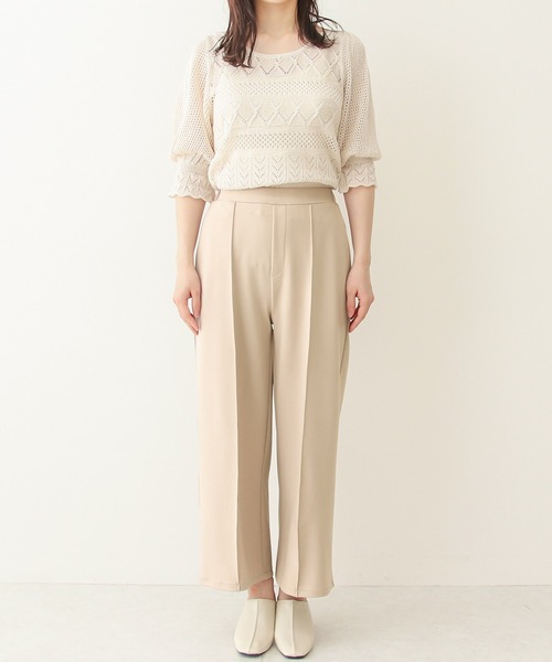 Social GIRL（ソーシャルガール）の「センタープレスワイドパンツ（スラックス・レディース・ブラック/クリーム/キャメル/ブルーグレー・M）」の15枚目の写真