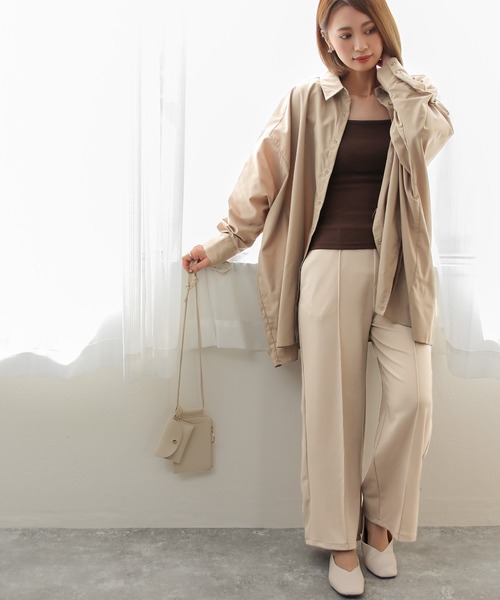 Social GIRL（ソーシャルガール）の「センタープレスワイドパンツ（スラックス・レディース・ブラック/クリーム/キャメル/ブルーグレー・M）」の22枚目の写真