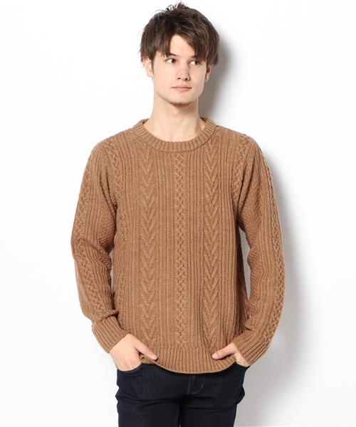 CIAOPANIC(チャオパニック)の「【Ciaopanic】W/ACアラン柄C/N(ニット/セーター・メンズ・グリーン/キャメル/ネイビー/グレー/アイボリー/ボルドー・LARGE/MEDIUM)」の5枚目の写真