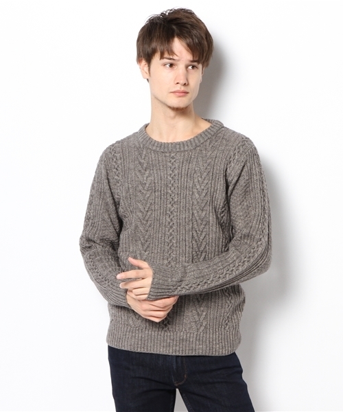 CIAOPANIC(チャオパニック)の「【Ciaopanic】W/ACアラン柄C/N(ニット/セーター・メンズ・グリーン/キャメル/ネイビー/グレー/アイボリー/ボルドー・LARGE/MEDIUM)」の3枚目の写真