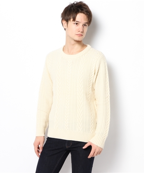 CIAOPANIC(チャオパニック)の「【Ciaopanic】W/ACアラン柄C/N(ニット/セーター・メンズ・グリーン/キャメル/ネイビー/グレー/アイボリー/ボルドー・LARGE/MEDIUM)」の2枚目の写真