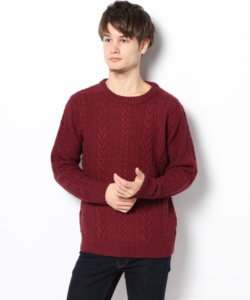 CIAOPANIC(チャオパニック)の「【Ciaopanic】W/ACアラン柄C/N(ニット/セーター・メンズ・グリーン/キャメル/ネイビー/グレー/アイボリー/ボルドー・LARGE/MEDIUM)」の6枚目の写真