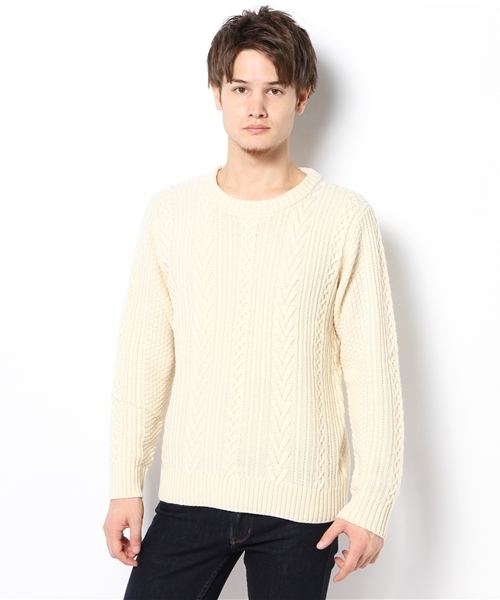 CIAOPANIC(チャオパニック)の「【Ciaopanic】W/ACアラン柄C/N(ニット/セーター・メンズ・グリーン/キャメル/ネイビー/グレー/アイボリー/ボルドー・LARGE/MEDIUM)」の7枚目の写真