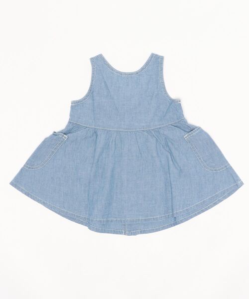 EDWIN（エドウィン）の「ノースリーブ　ベビー・ガールズシャツワンピース（ワンピース・キッズ・ライトブルー/ワンウォッシュ・90/100/110/120/80）」の3枚目の写真