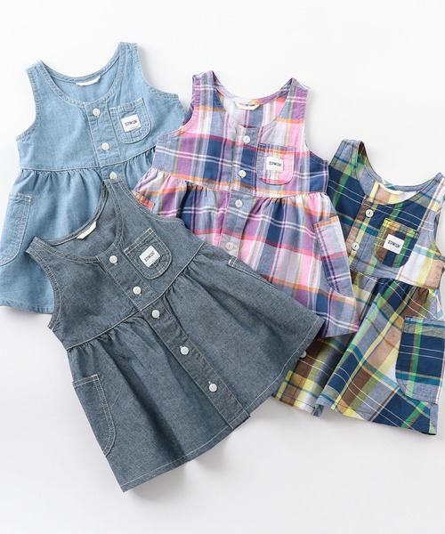 EDWIN（エドウィン）の「ノースリーブ　ベビー・ガールズシャツワンピース（ワンピース・キッズ・ライトブルー/ワンウォッシュ・90/100/110/120/80）」の12枚目の写真