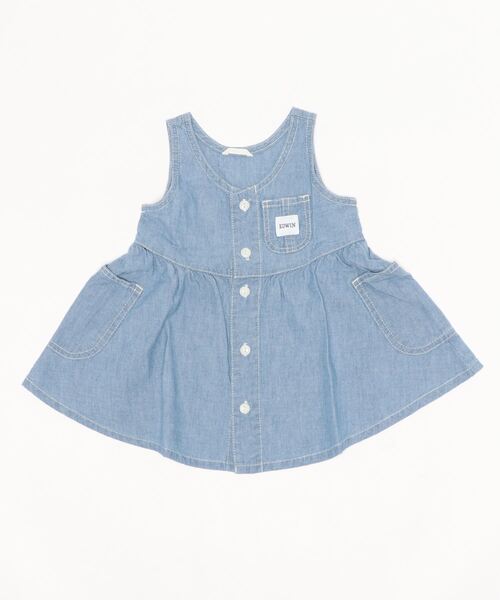 EDWIN（エドウィン）の「ノースリーブ　ベビー・ガールズシャツワンピース（ワンピース・キッズ・ライトブルー/ワンウォッシュ・90/100/110/120/80）」の14枚目の写真
