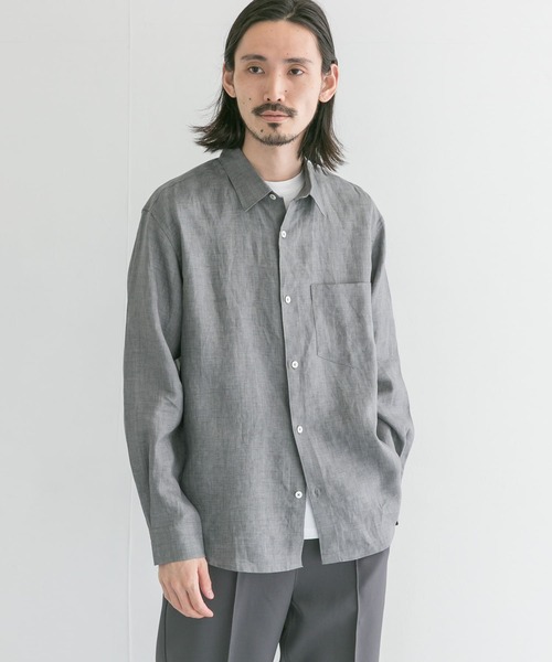 URBAN RESEARCH(アーバンリサーチ)の「ハードマンリネンレギュラーシャツ(シャツ/ブラウス・メンズ・グリーン/ブラック系その他/グレー・MEDIUM/LARGE)」の2枚目の写真