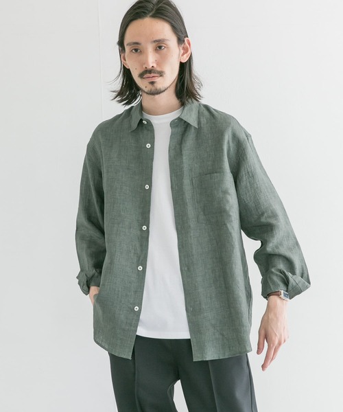 URBAN RESEARCH(アーバンリサーチ)の「ハードマンリネンレギュラーシャツ(シャツ/ブラウス・メンズ・グリーン/ブラック系その他/グレー・MEDIUM/LARGE)」の3枚目の写真