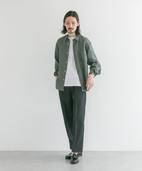 URBAN RESEARCH(アーバンリサーチ)の「ハードマンリネンレギュラーシャツ(シャツ/ブラウス・メンズ・グリーン/ブラック系その他/グレー・MEDIUM/LARGE)」の5枚目の写真