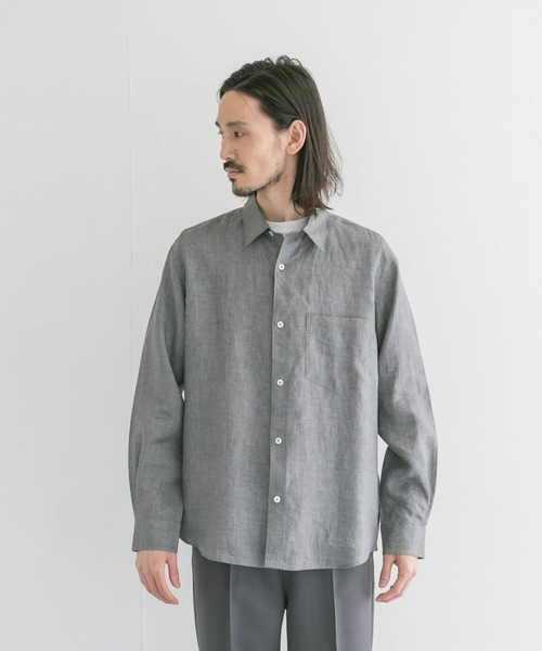 URBAN RESEARCH(アーバンリサーチ)の「ハードマンリネンレギュラーシャツ(シャツ/ブラウス・メンズ・グリーン/ブラック系その他/グレー・MEDIUM/LARGE)」の7枚目の写真