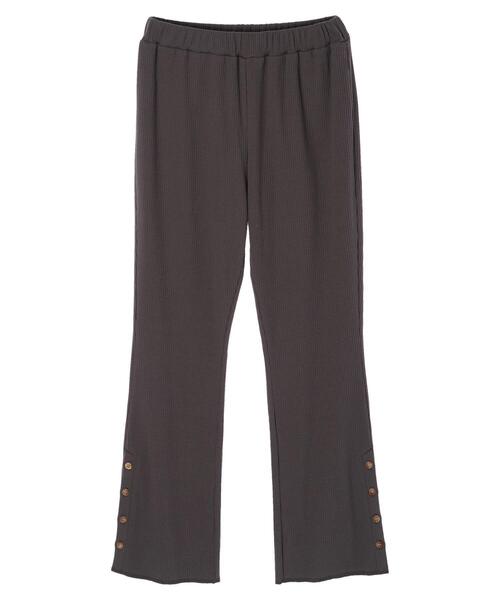 Green Parks(グリーンパークス)の「サイドボタンテレコパンツ**(その他パンツ・レディース・チャコールグレー/ベージュ/ライトベージュ/ブラック・FREE)」の3枚目の写真